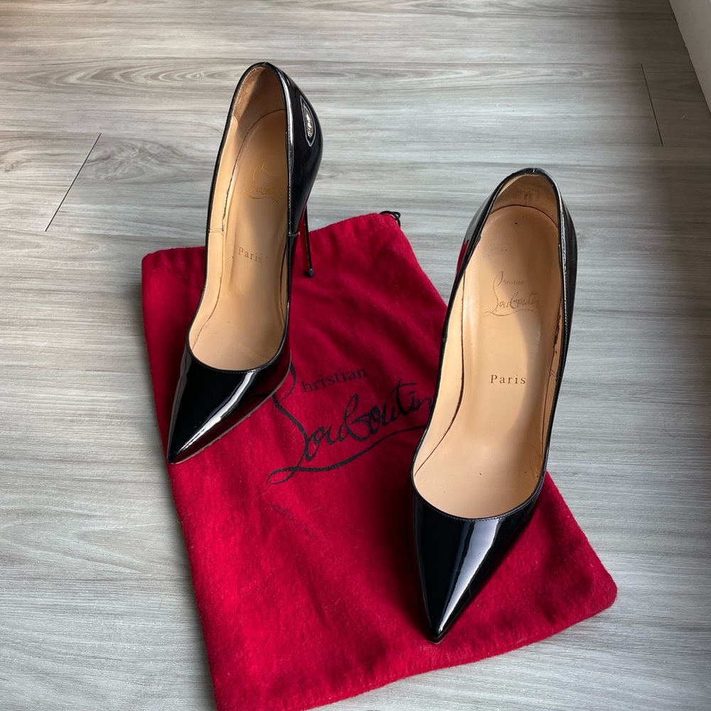 Christian Louboutin So Kate Black Patent Leather Pointed-Toe Pumps